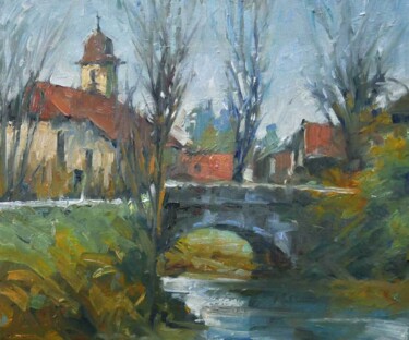 Painting titled "Paysage 58 (huile s…" by Christian Arnould, Original Artwork, Oil