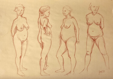 Aktgruppe III Zeichnungen mit dem Titel "Aktgruppe III" von Arne Groh, Original-Kunstwerk, Pastell
