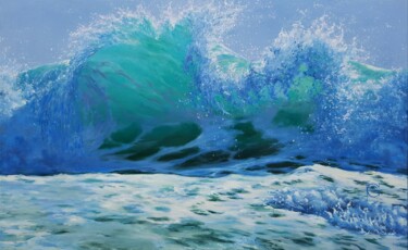 Malerei mit dem Titel ""VAGUE DANSANTE "" von Elena Cotté, Original-Kunstwerk, Öl Auf Keilrahmen aus Holz montiert