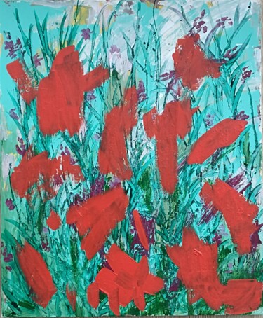 "Red flowers" başlıklı Tablo Ebru Süsoy Şimşek tarafından, Orijinal sanat, Akrilik