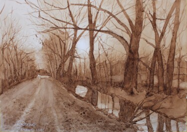 Schilderij getiteld "On the way to spring" door Tetiana Hliadchenko, Origineel Kunstwerk, Aquarel