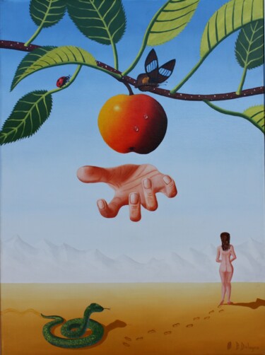 绘画 标题为“LA MAIN D'ADAM” 由Bertrand Delogne, 原创艺术品, 油 安装在木质担架架上