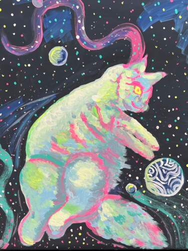 绘画 标题为“Space Kitty” 由Nezabyvaemo, 原创艺术品, 丙烯