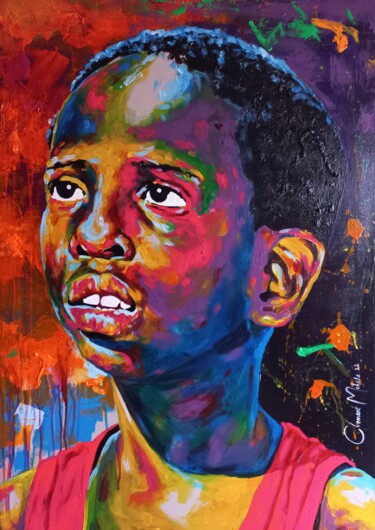 Painting titled ""Hope"" by Clement Mohale, Original Artwork, Acrylic Mounted on Wood Stretcher frame