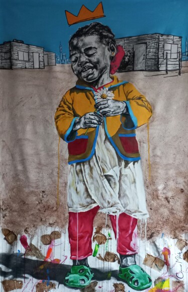 Painting titled ""Serene smile"" by Clement Mohale, Original Artwork, Acrylic