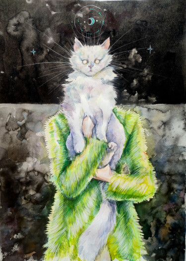 Peinture intitulée ""Flashlight"" par Leyla Zhunus, Œuvre d'art originale, Aquarelle