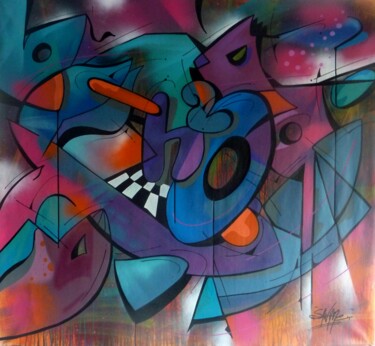Peinture intitulée "Fish 17" par Saname, Œuvre d'art originale, Bombe aérosol