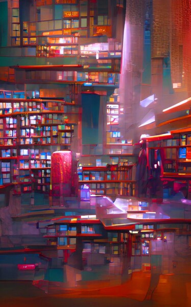 제목이 "ANCIENT LIBRARY 3"인 디지털 아트 Mahesh Tolani로, 원작, 디지털 페인팅