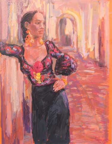 Rysunek zatytułowany „Silhouettes. Eva.” autorstwa Elena Done, Oryginalna praca, Pastel
