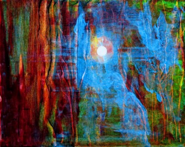 Peinture intitulée "La lune aux bois -…" par Clau Redier-Clément, Œuvre d'art originale, Encre