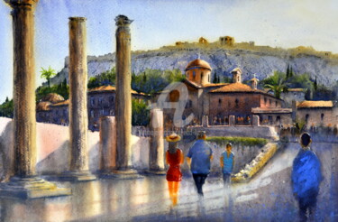 Before Hadrians Library Athens Greece 35x54cm 2022 제목이 "Before Hadrians Lib…"인 미술작품 Nenad Kojić로, 원작, 수채화