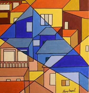 Painting titled "aux pays des ocres" by Alain Arnouil, Original Artwork, Acrylic