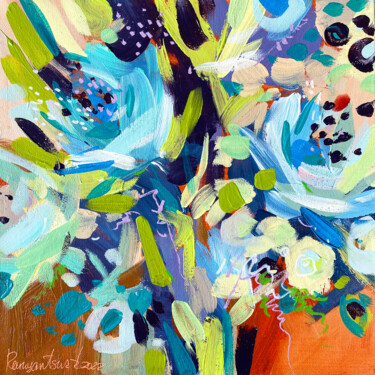 Blooming Blue Flowers Peinture intitulée "Blooming Blue Flowe…" par Irina Rumyantseva, Œuvre d'art originale, Acrylique Monté sur Châssis en bois