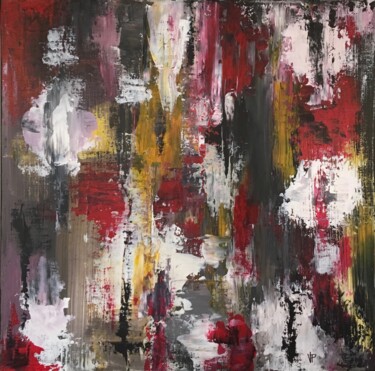 Peinture intitulée "Coulée Rouge" par Vp, Œuvre d'art originale, Acrylique Monté sur Châssis en bois