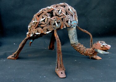 Sculpture intitulée "Heavy metal  tortule" par Mathieu Rapp, Œuvre d'art originale, Métaux