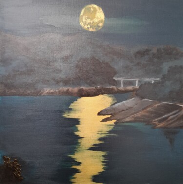 Full moon Malerei mit dem Titel "Full moon" von Lyubov Yugina, Original-Kunstwerk, Acryl