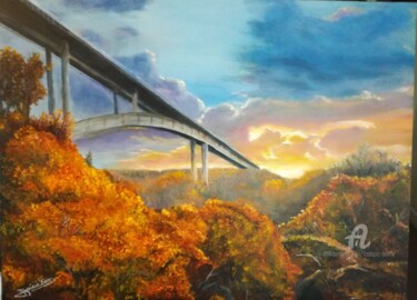 Peinture intitulée "Coucher de soleil s…" par Frédéric Boirie, Œuvre d'art originale, Acrylique Monté sur Châssis en bois