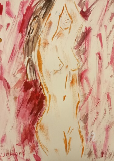 Painting titled "Nuit rouge" by Roberto Urbano, Original Artwork, Watercolor