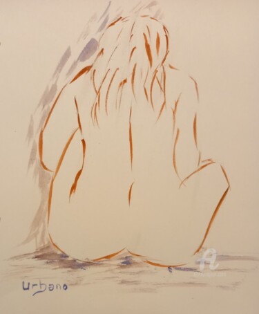 En dos nu Painting titled "En dos nu" by Roberto Urbano, Original Artwork, Watercolor