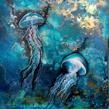 Peinture intitulée "Ombelles abyssales" par Isabelle Le Pors, Œuvre d'art originale, Acrylique