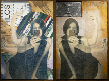 Collages titled "Now i see me !" by François Cambe, Original Artwork, Collages Mounted on Wood Stretcher frame