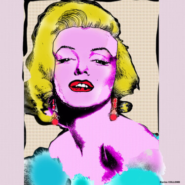 제목이 "Marylin Monroe"인 미술작품 Karine Collomb로, 원작, 디지털 페인팅 나무 들것 프레임에 장착됨
