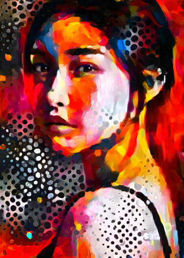 Pop art, Asian woman portrait multicolor 绘画 标题为“Pop art, Asian woma…” 由Dizlarka, 原创艺术品, 数字油画