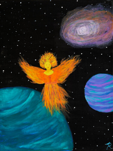 Peinture intitulée "Fire Angel Ascends" par Troy Wilson-Ripsom, Œuvre d'art originale, Acrylique Monté sur Châssis en bois
