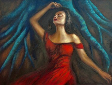 ROOTS MEMORY Painting titled "ROOTS MEMORY" by Mariia Baskal, Original Artwork, Oil Mounted on Wood Stretcher frame