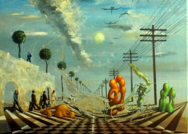 绘画 标题为“Telegraph road” 由Serg  Roy, 原创艺术品, 油 安装在木质担架架上