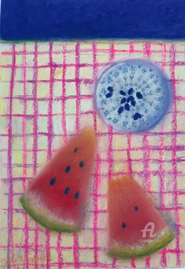 Dessin intitulée "Took a bite" par Julia Suptel, Œuvre d'art originale, Pastel