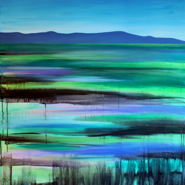 Painting titled "Abstract Landscape" by Kirstin Mccoy, Original Artwork, Oil Mounted on Wood Stretcher frame