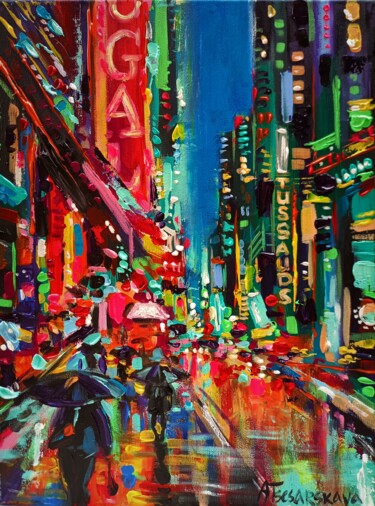 Pintura titulada "New York street - c…" por Aliaksandra Tsesarskaya, Obra de arte original, Acrílico