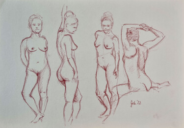 Aktgruppe IV Zeichnungen mit dem Titel "Aktgruppe IV" von Arne Groh, Original-Kunstwerk, Pastell