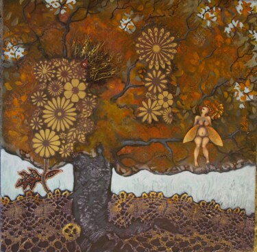 Peinture intitulée "Féée d'érable" par Frédérique Lecoq, Œuvre d'art originale, Acrylique