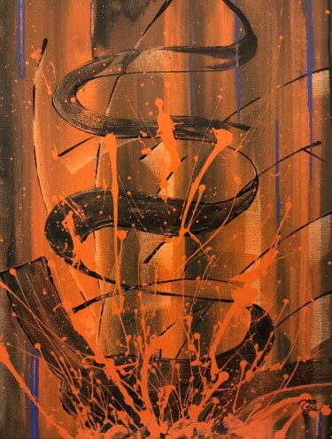 Infernal Painting titled "Infernal" by Chantal Gosselin, Original Artwork, Acrylic Mounted on Wood Stretcher frame