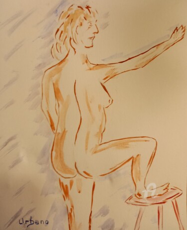 Nu au soir Painting titled "Nu au soir" by Roberto Urbano, Original Artwork, Watercolor