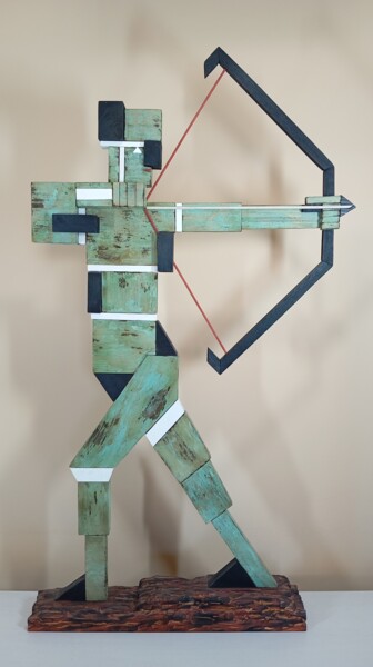 Sculpture titled "ARQUERO" by José Manuel Solares, Original Artwork, Wood