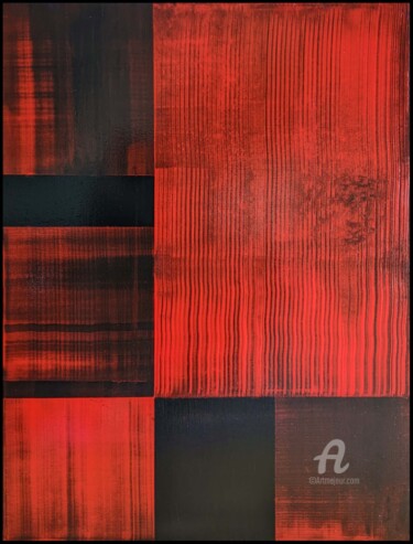 Peinture intitulée "Carrés rouges" par Jules, Œuvre d'art originale, Acrylique