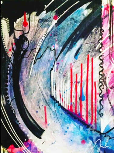 Peinture intitulée "Vague bleue" par Jules, Œuvre d'art originale, Acrylique