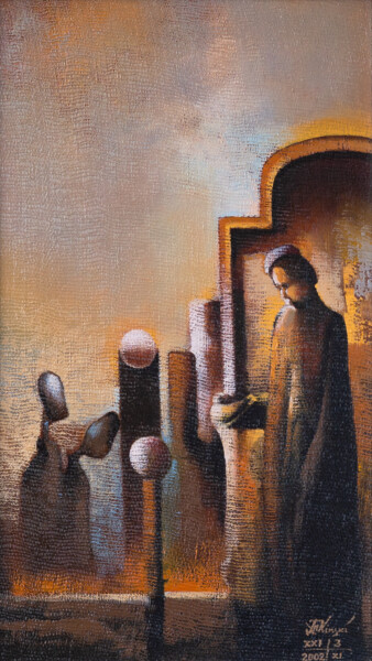 Painting titled "Two minus the mirror" by Ihar Kavaleu, Original Artwork, Oil