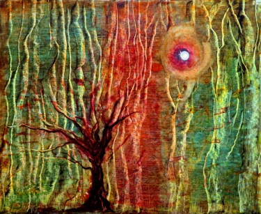 Painting titled "Dans l'infinie forê…" by Clau Redier-Clément, Original Artwork, Ink