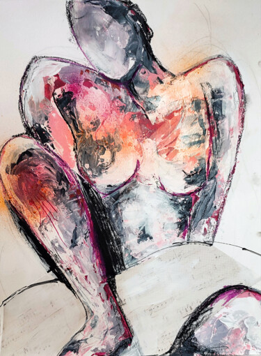 Collages titled "Morning magic woman" by Maria Penn, Original Artwork, Acrylic