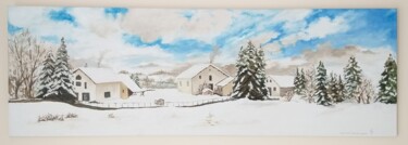 绘画 标题为“Hiver à Hauteville-…” 由Paul Mallet, 原创艺术品, 油 安装在木质担架架上