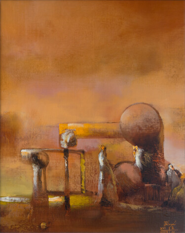 Painting titled "Constructing Space" by Ihar Kavaleu, Original Artwork, Oil