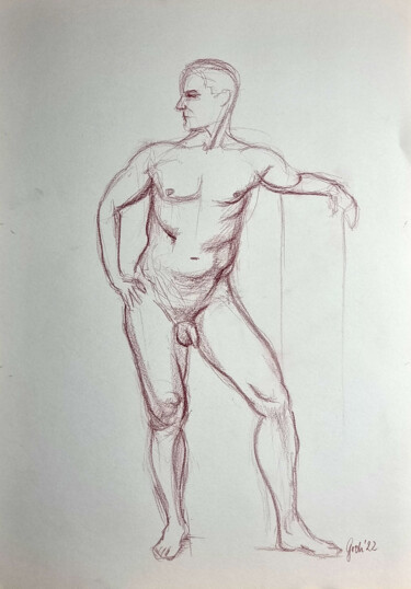 männlicher stehender Akt II Zeichnungen mit dem Titel "männlicher stehende…" von Arne Groh, Original-Kunstwerk, Bleistift