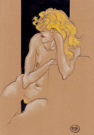 Drawing titled "A351 Ambre" by Etienne Bonnet, Original Artwork, Pastel