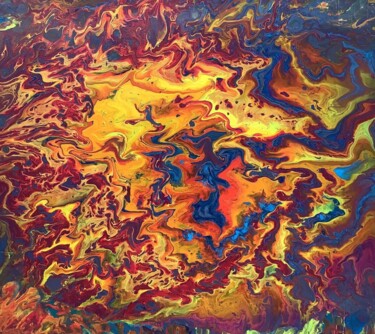 Η λάβα συναντά τη θάλασσα Painting titled "Η λάβα συναντά τη θ…" by Aphrodite Zampetake, Original Artwork, Acrylic