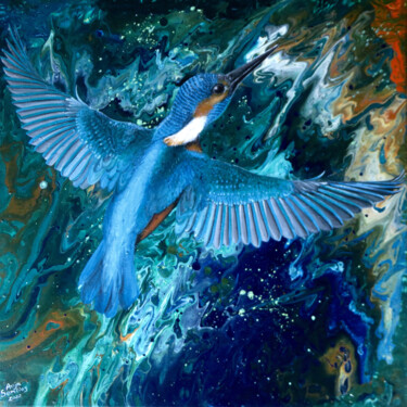 绘画 标题为“Eisvogel I Kaiserst…” 由Anja Semling, 原创艺术品, 丙烯 安装在木质担架架上