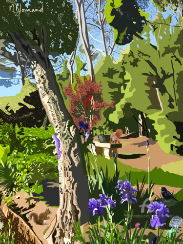 2022-11-18 Un coin du jardin de Michèle Arts numériques intitulée "2022-11-18 Un coin…" par Michel Normand, Œuvre d'art originale, Peinture numérique Monté sur art…